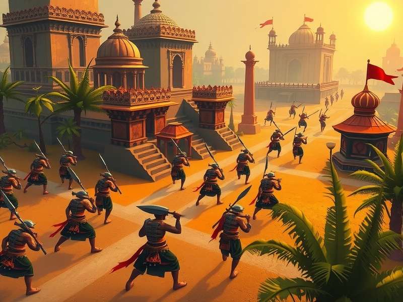 Pataliputra Punishers gameplay screenshot showing ancient Indian city and warriors